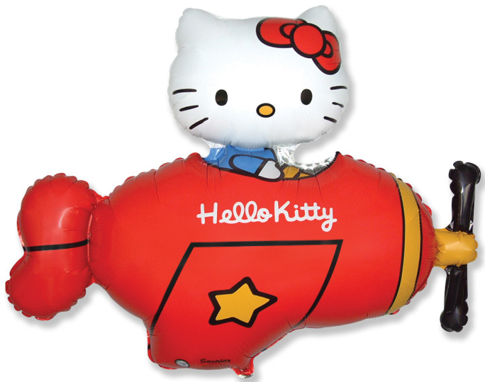 Шар Фигура, Хелло Китти в самолете / Hello Kitty Красный (в упаковке)