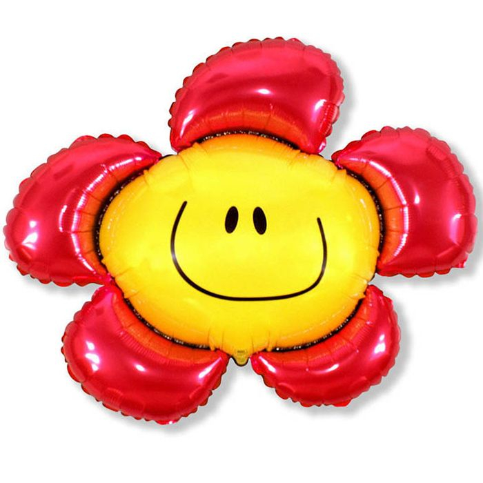 Шар Мини-фигура Цветочек (солнечная улыбка) красный / Flower (в упаковке)