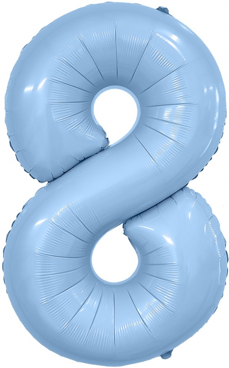 Шар Цифра "8" Slim, Небесный  (в упаковке) 